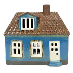 Domek Holenderski na T-light ceramika niebieski z dachówką 14cm