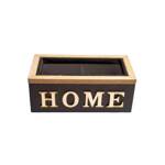 Pudełko drewniane czarne "Home" z 2 przegrodami 16,5cm