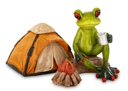 Żaba na biwaku przy namiocie i ognisku 9,5x16cm