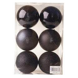 Bombki czarne brokatowe/połyskujące/matowe 8 cm 6 sztuk