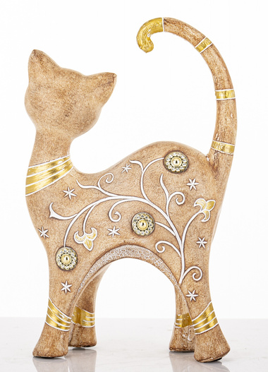 Figurka Kot brązowo-złoty cyrkonie 25x16cm