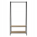 Wieszak garderobiany metalowy czarny z dwiema półkami 80×40×160 cm