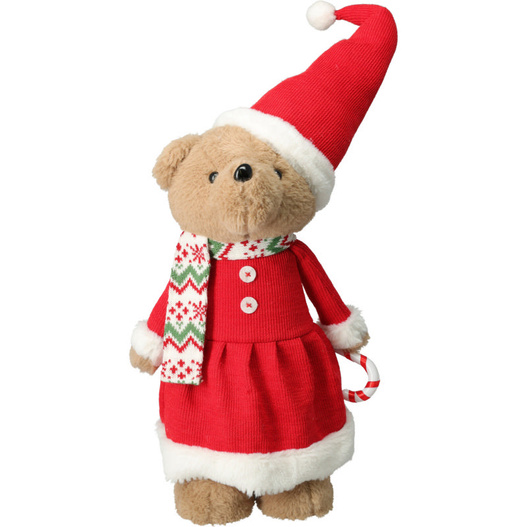 Miś pluszowy ON/ONA czerwona mikołajowa sukienka/ czarny cylinder 84cm