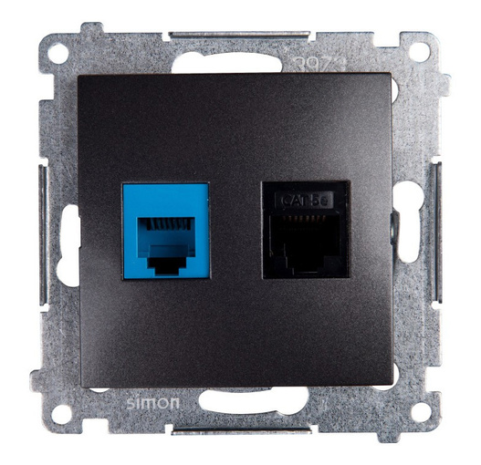 Gniazdo telefon-komputer antracyt SIMON 54