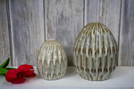 Jajko ceramiczne beżowe cieniowane, plisowane 12cm