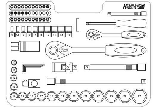 Zestaw kluczy nasadowych CrV HARTSSON 72szt Dedra