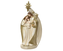 Szopka Święta Rodzina beżowa, złota gwiazda 26 cm