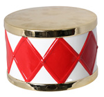 Bębenek ceramiczny biało-czerwono-złoty 10,5cm