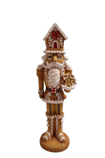 Żołnierz piernikowy brąz na podstawce domek/babeczka na głowie 30cm