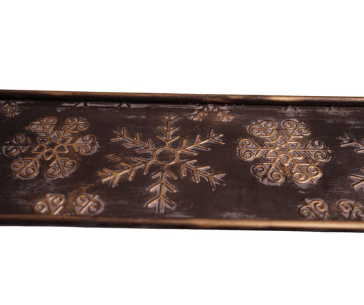 Taca metal złota, śnieżyki na nóżkach z ptaszkami 58x17cm