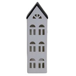 Domek ceramiczny biały na t-light czarny dach 3 piętrowy lampion świecznik 30cm