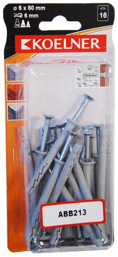 Kołek szybkiego montażu 6 x 60 mm bez kołnierza