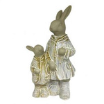Figurka Zając ONA z dzieckiem beż cieniowane 29cm