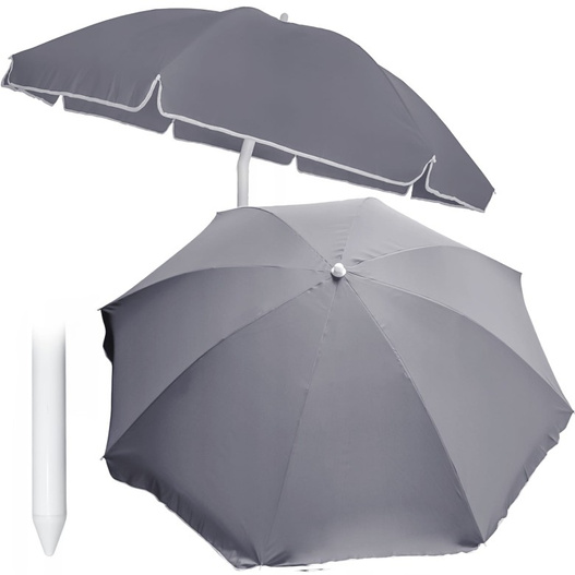 Parasol poliester średnica 240cm łamany szary 8 żeber