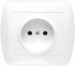 Pojedyncze gniazdo bez uziemienia Akord białe