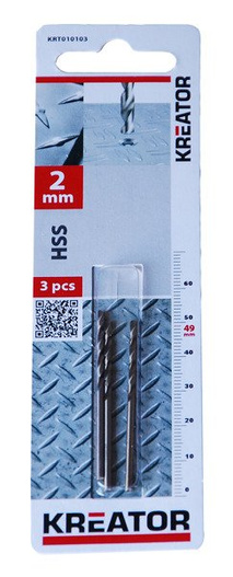 Wiertło do metalu Kreator 2 mm 3szt.