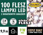 Lampki zewnętrzne 100LED białe ciepłe flesz