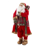 Mikołaj czerwony sztruks z workiem prezentów 120 cm