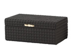 Szkatułka/Kuferek rattan czarny złota kokarda 25x15x10cm