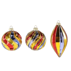 Bombka szklana 1sztuka Tęcza 8cm okrągła/podłużna 3wzory