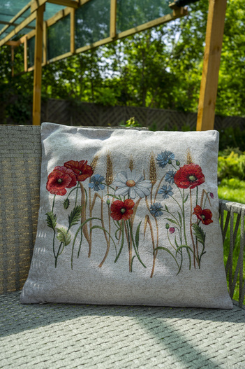 Poszewka na poduszkę maki i kwiaty 40x40cm Chenille