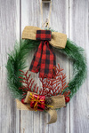 Zawieszka wianek świerk stroik z prezentem kokardą