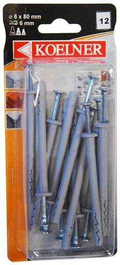 Kołek szybkiego montażu 6 x 80 mm bez kołnierza