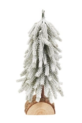 Choinka silikonowa flokowana na drewnianej podstawce 27 cm