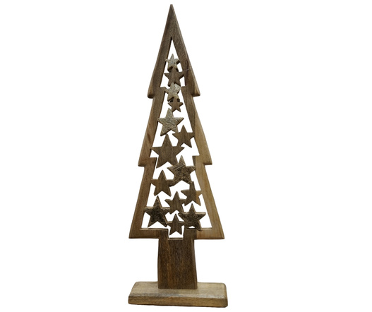 Choinka drewniana mango płaska z gwiazdkami 70cm