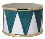 Bębenek ceramiczny biało-zielono-złoty 10,5cm