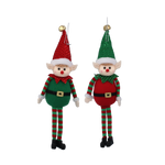 Elf filcowy zielono-czerwony zwisające nogi 28cm