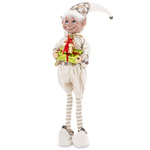 Elf aksamit kremowy stojący z prezentami 62cm
