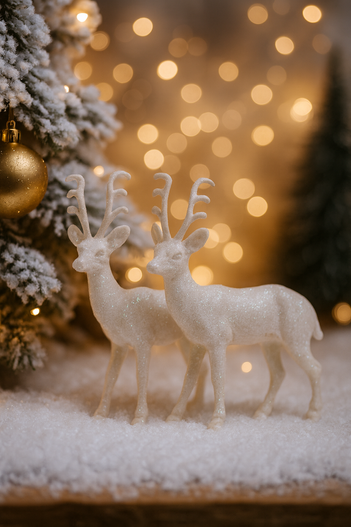 Renifer biały komplet 2 sztuki 14cm
