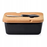 Maselniczka ceramiczna czarna z nożem 15,5cm