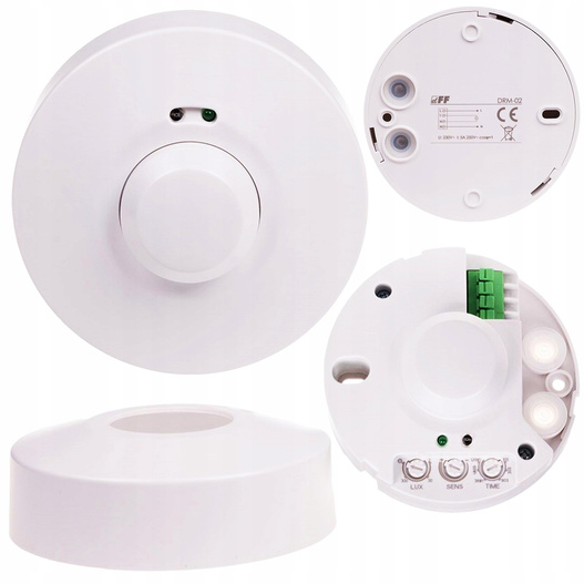 Czujnik ruchu mikrofalowy 360ST IP40 5A 230V AC Biały F&F DRM-02