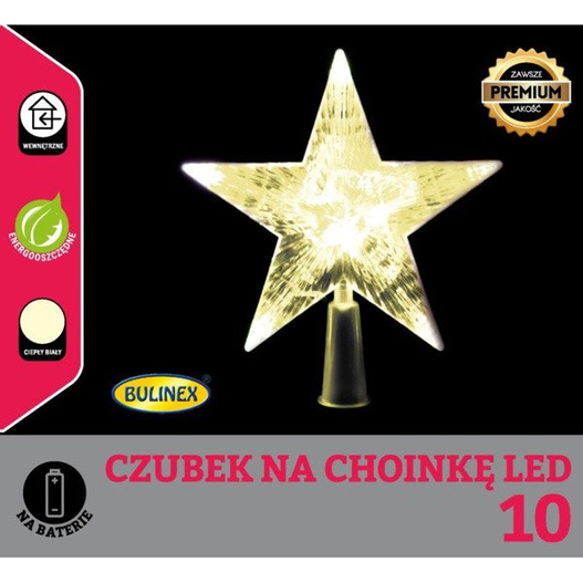 Czub na choinkę gwiazda 10LED biały ciepły 16cm