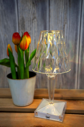 Lampka plastikowa z baterią USB 24cm kryształ