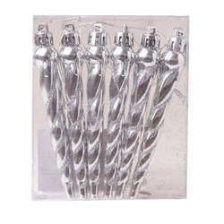 Bombki sople srebrne połysk/brokat 6sztuk 10cm 