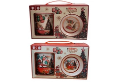 Kubek Auto przy choince, balony z łyżeczką i niekapkiem w pudełku