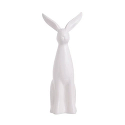 Figurka Zając ceramiczny zamyślony biały 41cm