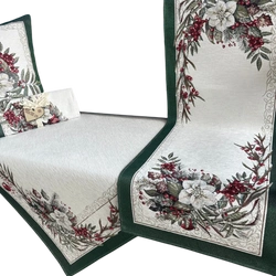 BN Bieżnik na stół 40x140cm Chenille Świąteczny stroik, biała Poisencja