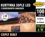 Kurtyna sople 100LED 4,8m biały ciepły zewnętrzne