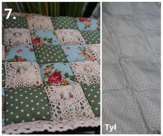 Patchwork poduszka na krzesło koronka mix 40x40cm