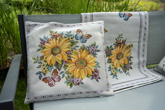 Bieżnik na stół Słoneczniki, Motyle 45x140cm Chenille 