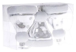 Bombki czapka Mikołaja 3 sztuki 8 cm srebrne