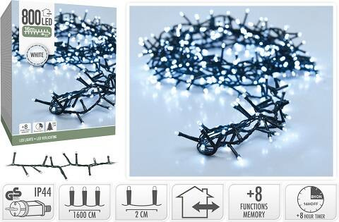 Lampki zewnętrzne/wewnętrzne 800 mikro LED zimny biały 16 m