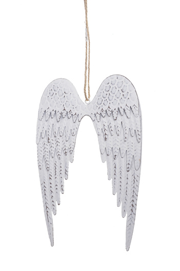 Zawieszka skrzydła metal białe 19cm