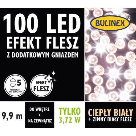 Lampki zewnętrzne 100LED białe ciepłe flesz