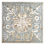 Obraz metalowy błękitno-złoty 50,5x50,5cm metaloplastyka