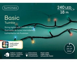 Lampki zewnętrzne 240led 18m czarny/ multikolor Flesz 8funkcji